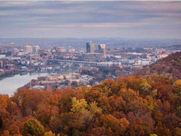 Affordable cities in Tennessee landscape with mountains and river